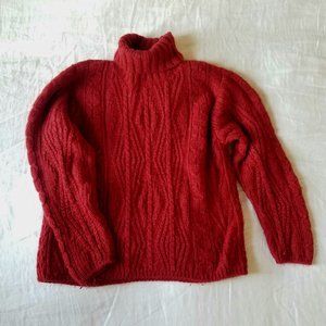 L.L. Bean Chunky 100% Wool Turtleneck Pullover Sweater